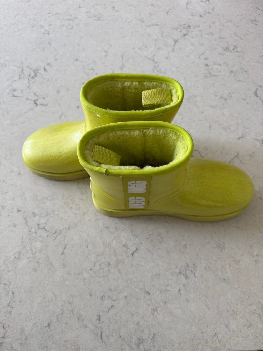 UGG clear mini ‘sulfer’ Women’s 7 Neon Lime Shearling-Lined Shortie Boots - Picture 6 of 10